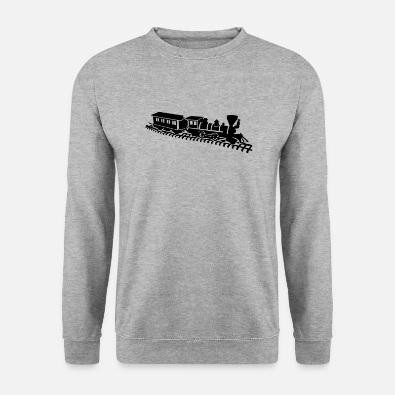 Modelleisenbahn - Unisex Pullover - Weißgrau meliert