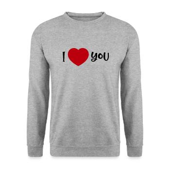 T-shirt I Heart You I LOVE YOU cadeau amour coeur - Sweat-shirt Unisexe - gris chiné - Devant - Alina (178cm) & Michal (187cm)
