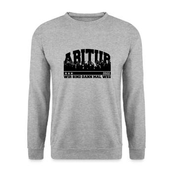 Abitur 2022 Abi Schulabschluss Gymnasium - Unisex Pullover - Weißgrau meliert - Vorne - Alina (178cm) & Michal (187cm)