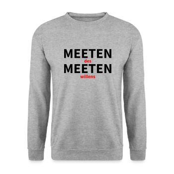 meetinen um des meeten willens - Unisex Pullover - Weißgrau meliert - Vorne - Alina (178cm) & Michal (187cm)