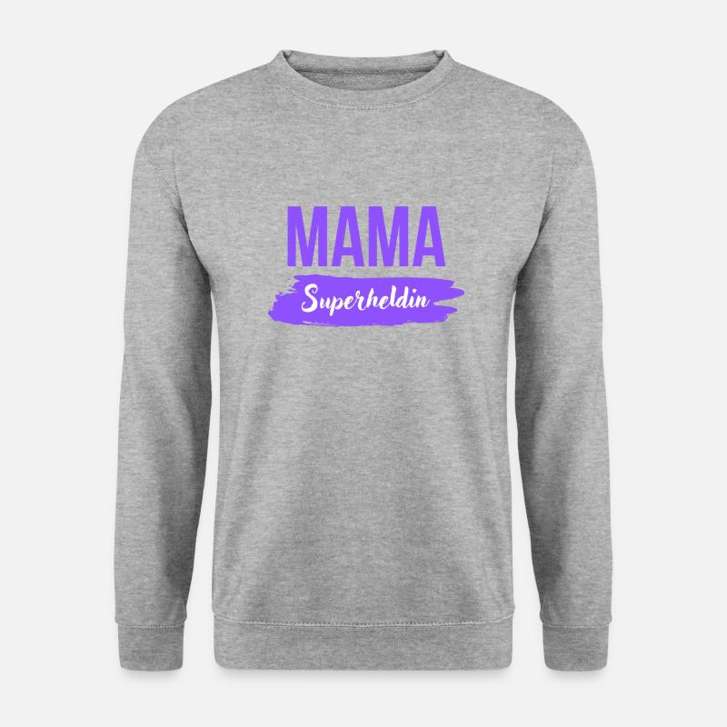 Mama Superheldin - Unisex Pullover - Weißgrau meliert