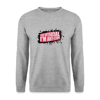 not antisocial anti stupid - Unisex Sweatshirt - salt & pepper - Front - Alina (178cm) & Michal (187cm)