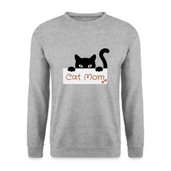Cat Mom Lover - chat tenant sa famille - Sweat-shirt Unisexe - gris chiné - Devant - Alina (178cm) & Michal (187cm)