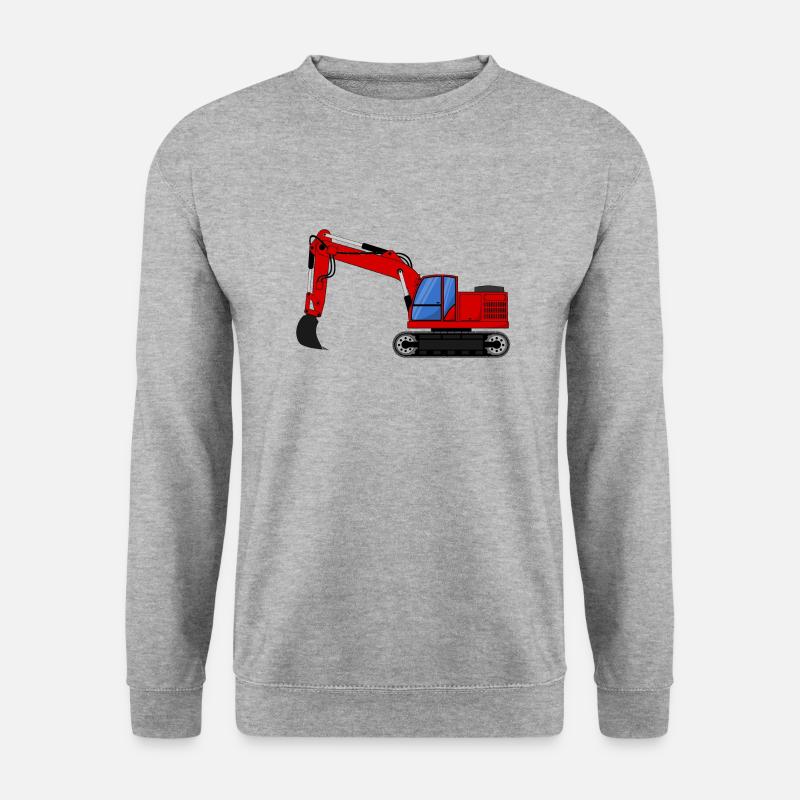 Bagger Baggerfahrzeuge rot - Unisex Pullover - Weißgrau meliert