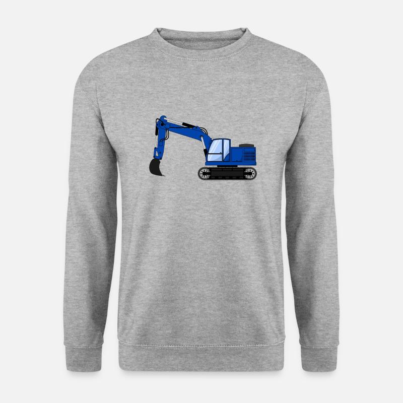 Bagger Baggerfahrzeug blau - Unisex Pullover - Weißgrau meliert