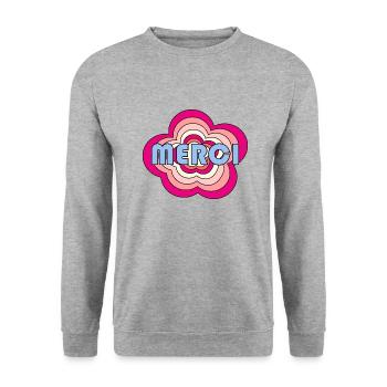 MAÎTRESSE. MAITRE. MERCI. MERCI MAÎTRESSE - Sweat-shirt Unisexe - gris chiné - Devant - Alina (178cm) & Michal (187cm)