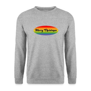 LGBTQI Merry Christmas Rainbow Oval - Unisex Sweatshirt - salt & pepper - Front - Alina (178cm) & Michal (187cm)