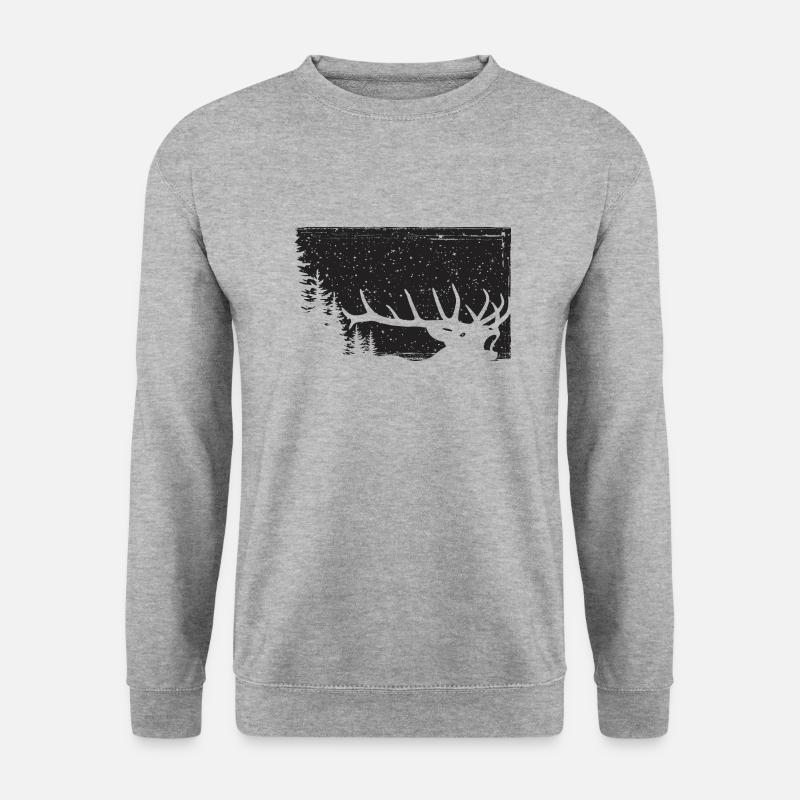 Hirsch - Unisex Pullover - Weißgrau meliert