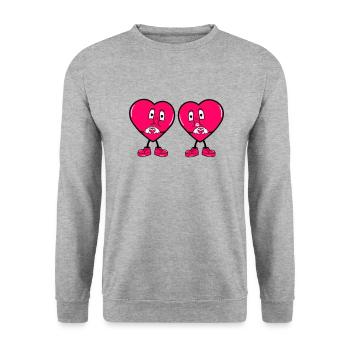 Comic Hearts Love - Unisex Sweatshirt - salt & pepper - Front - Alina (178cm) & Michal (187cm)