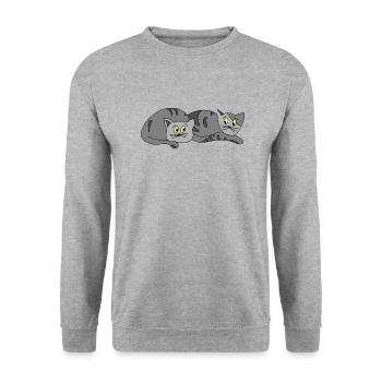 Katzen - Unisex Pullover - Weißgrau meliert - Vorne - Alina (178cm) & Michal (187cm)