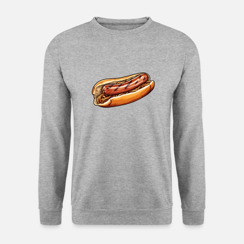 Bratwurst im Brötchen - Unisex Pullover - Weißgrau meliert