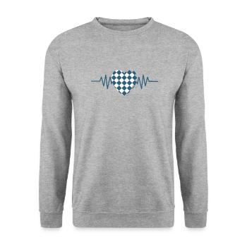 Bayern im Herzen - Unisex Pullover - Weißgrau meliert - Vorne - Alina (178cm) & Michal (187cm)