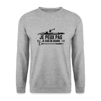 Je Peux Pas Je Suis De Guard Cadeau Pompier - Sweat-shirt Unisexe - gris chiné - Devant - Alina (178cm) & Michal (187cm)