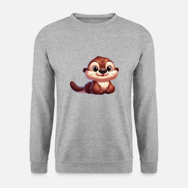 Fischotter 18 - Unisex Pullover - Weißgrau meliert