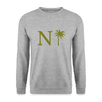 Lettre n vert Palm - Sweat-shirt Unisexe - gris chiné - Devant - Alina (178cm) & Michal (187cm)