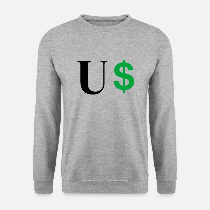 Buchstabe u Dollar - Unisex Pullover - Weißgrau meliert