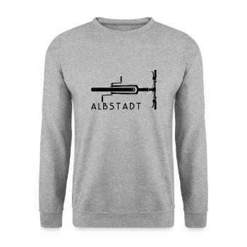 Fahrrad Albstadt - Unisex Pullover - Weißgrau meliert - Vorne - Alina (178cm) & Michal (187cm)