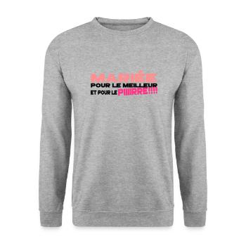 mariée humour - Sweat-shirt Unisexe - gris chiné - Devant - Alina (178cm) & Michal (187cm)