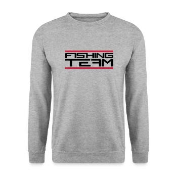 Bars red fishing team sport logo caught fish - Unisex Sweatshirt - salt & pepper - Front - Alina (178cm) & Michal (187cm)