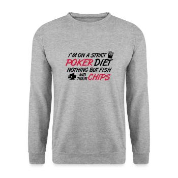 Poker diet: Fish and their chips - Unisex Pullover - Weißgrau meliert - Vorne - Alina (178cm) & Michal (187cm)