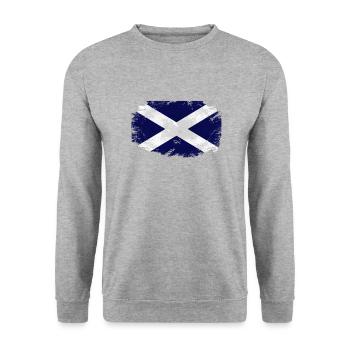 Scotland Flag - Vintage Look - Unisex Pullover - Weißgrau meliert - Vorne - Alina (178cm) & Michal (187cm)