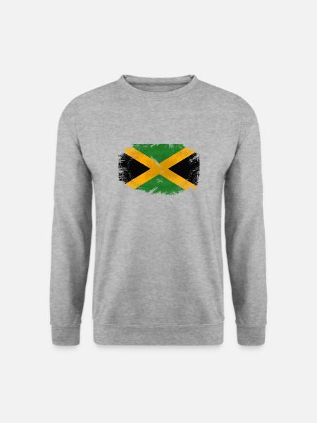 Jamaica Flag - Vintage Look - Unisex Pullover - Weißgrau meliert
