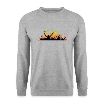 Menschen - Konzert Festival - Unisex Pullover - Weißgrau meliert - Vorne - Alina (178cm) & Michal (187cm)
