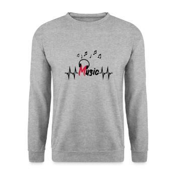 Battement de coeur et écouteurs - Sweat-shirt Unisexe - gris chiné - Devant - Alina (178cm) & Michal (187cm)