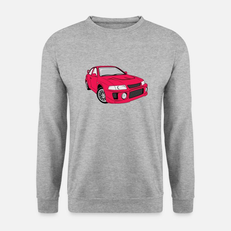 Retro rotes Auto - Unisex Pullover - Weißgrau meliert