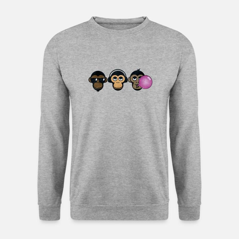 Three Monkey´s - Unisex Pullover - Weißgrau meliert