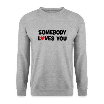 Jemand liebt dich - Unisex Pullover - Weißgrau meliert - Vorne - Alina (178cm) & Michal (187cm)