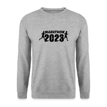 Marathon 2023 - Unisex Pullover - Weißgrau meliert - Vorne - Alina (178cm) & Michal (187cm)