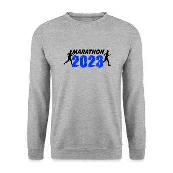 Marathon 2023 - Unisex Pullover - Weißgrau meliert - Vorne - Alina (178cm) & Michal (187cm)