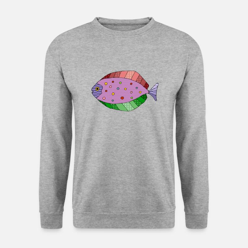 Fisch - Unisex Pullover - Weißgrau meliert