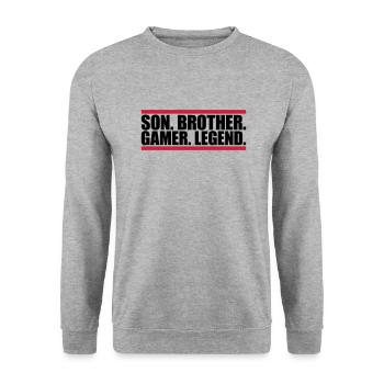 son brother gamer legend - Unisex Pullover - Weißgrau meliert - Vorne - Alina (178cm) & Michal (187cm)