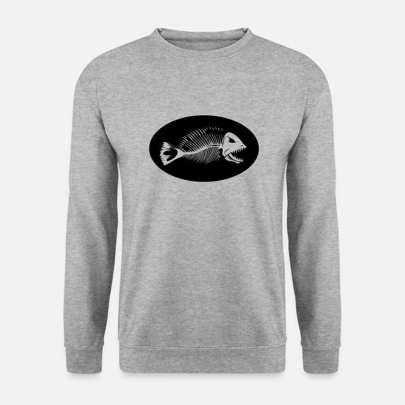 piranha - Unisex Pullover - Weißgrau meliert