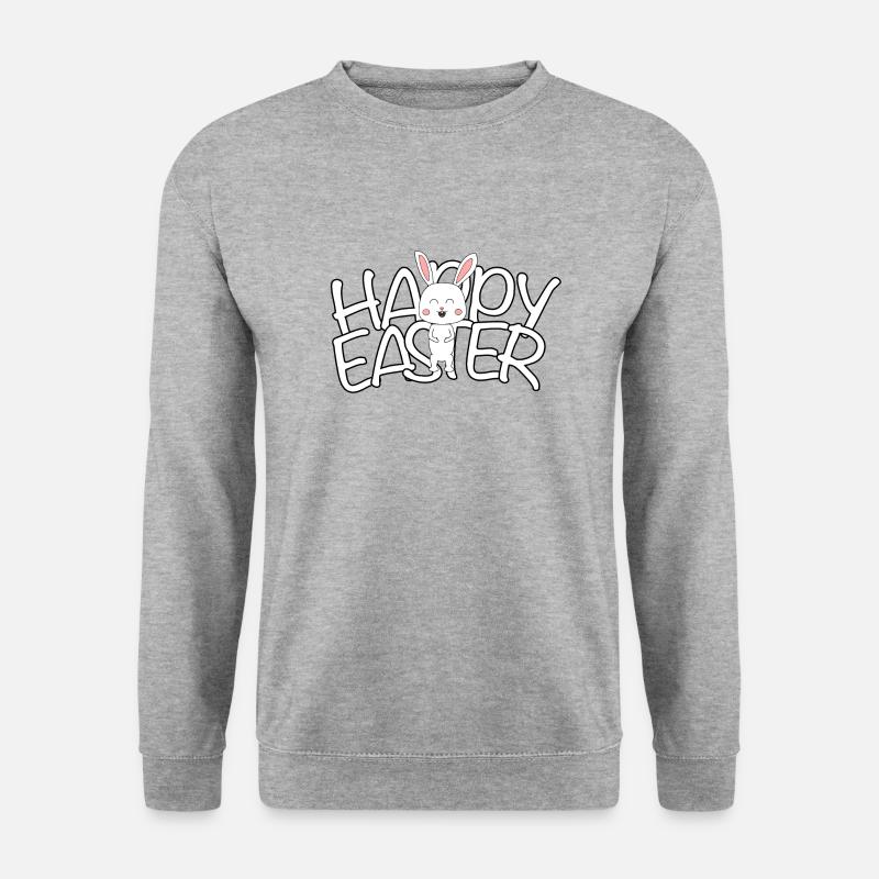 Happy Easter Frohe Ostern - Unisex Pullover - Weißgrau meliert