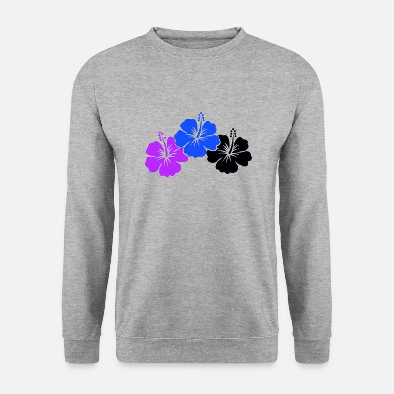 Hibiskus Flowers - Unisex Pullover - Weißgrau meliert