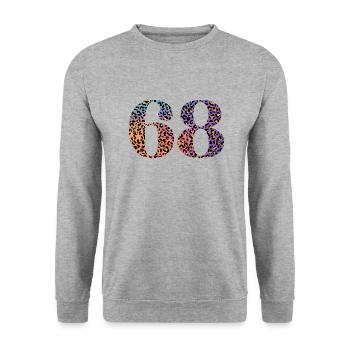 68th Birthday Leopard - Unisex Sweatshirt - salt & pepper - Front - Alina (178cm) & Michal (187cm)