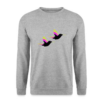 Hummingbird Birds - Unisex Sweatshirt - salt & pepper - Front - Alina (178cm) & Michal (187cm)