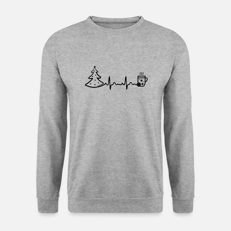 Weihnachten Herzschlag Glühwein - Unisex Pullover - Weißgrau meliert