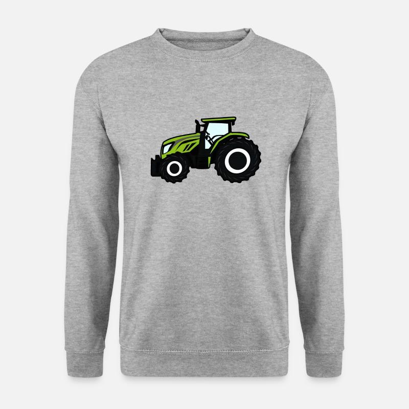 Grüner Trecker - Unisex Pullover - Weißgrau meliert