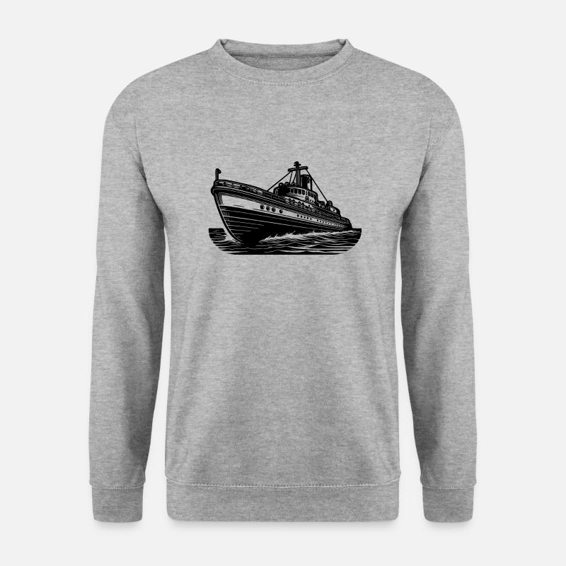 Schnittiges Hochseeschiff Kutter Schlepper - Unisex Pullover - Weißgrau meliert