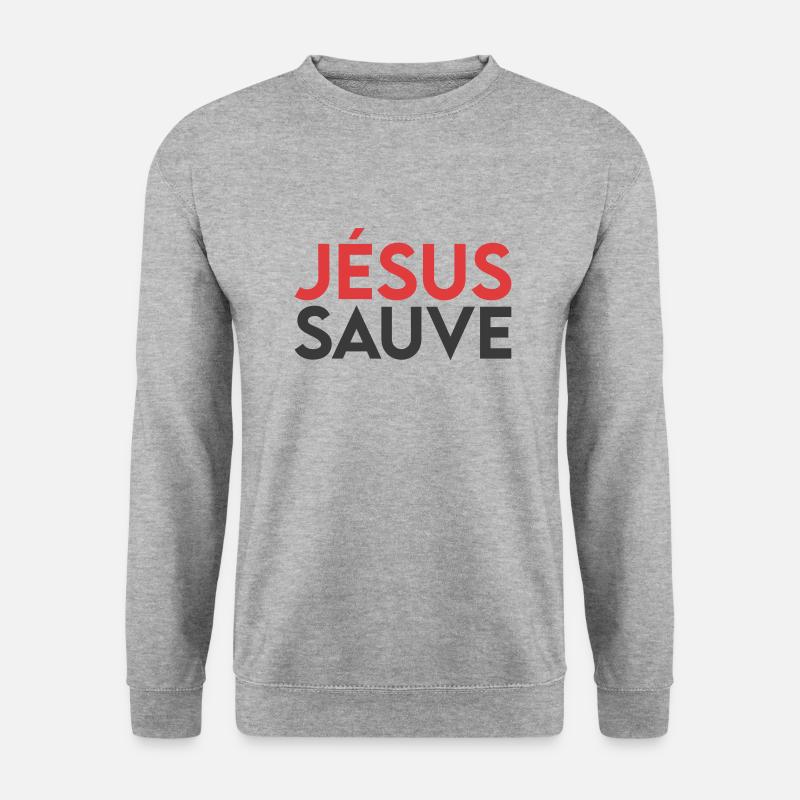 Jesus rettet - Unisex Pullover - Weißgrau meliert