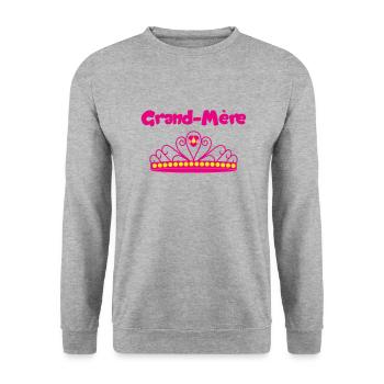 Großmutter - Unisex Pullover - Weißgrau meliert - Vorne - Alina (178cm) & Michal (187cm)
