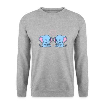 elephant love - Unisex Pullover - Weißgrau meliert - Vorne - Alina (178cm) & Michal (187cm)