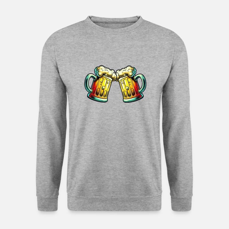 Bier anstoßen Bierglas - Unisex Pullover - Weißgrau meliert