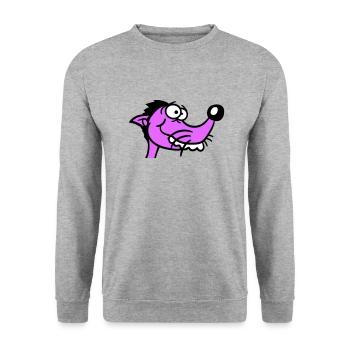 Hund Guckt Dumm Kerl Lustig Blöd Verrückt Komisch - Unisex Pullover - Weißgrau meliert - Vorne - Alina (178cm) & Michal (187cm)