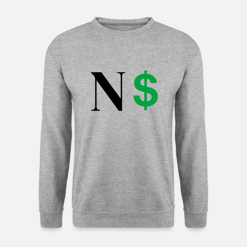 Buchstabe n Dollar - Unisex Pullover - Weißgrau meliert