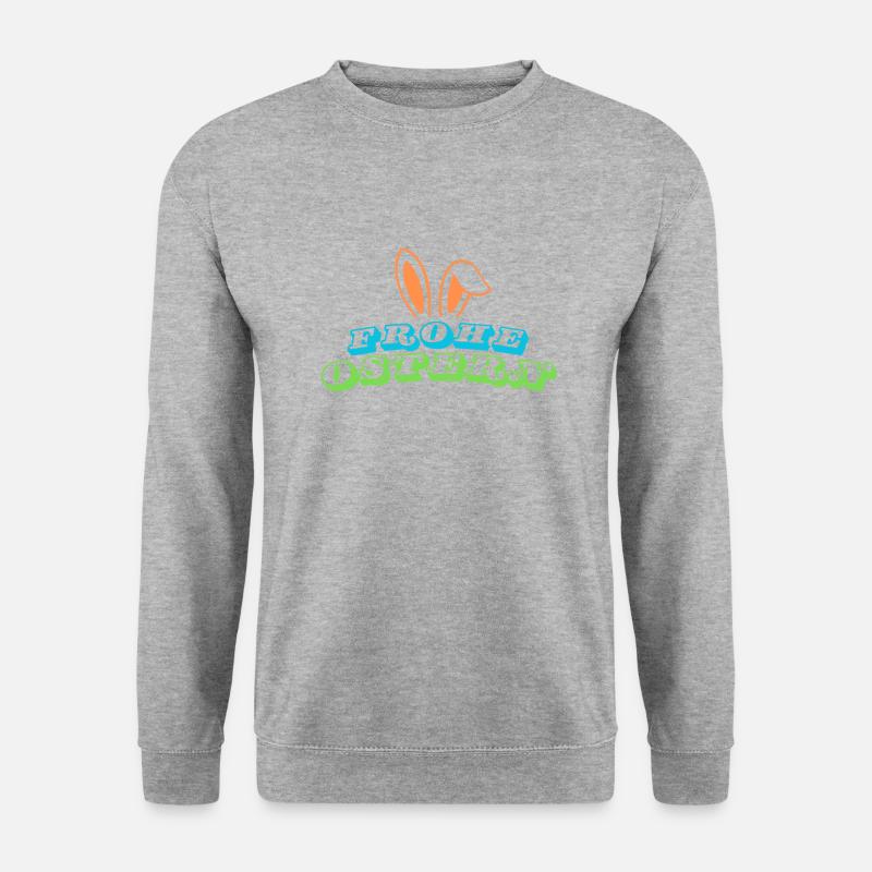 Frohe Ostern - Design mit Hasenohren - Unisex Pullover - Weißgrau meliert